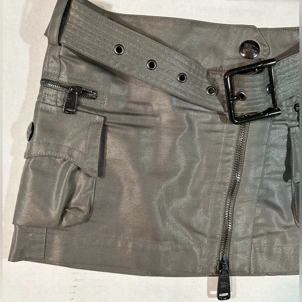 Burberry Women Gunmetal Cargo mini skirt dark grey size 6 cotton and polyamide